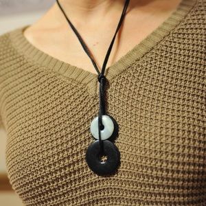 Stone necklace with black cord